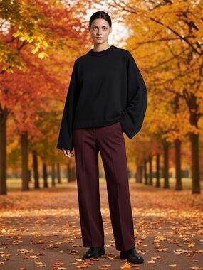 H&M Black Oversized Sweater with Burgundy Pants
